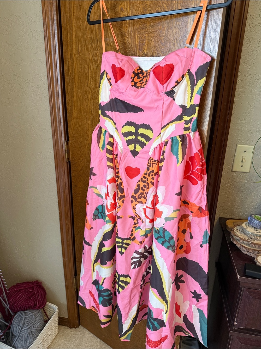 Nice To Meet You Pink Floral Dress with Heart Motif
